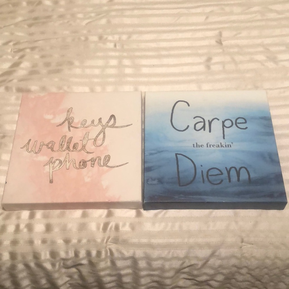 Two wall decor canvases